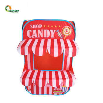 Bottomless pop up playhouse tent steel wire candy house shop printed polyester fabric S-002 children's tent